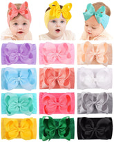 DOBOI baby headbands 12pc set with big bows for newborns and toddlers