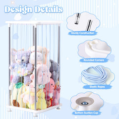 DOCEPERT stuffed animal storage blue side angle emphasizes durable rails and reliable support