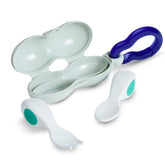 Doddl baby spoon and fork Aqua case: convenient travel storage for on-the-go meals.
