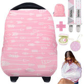 Dodo Babies cotton nursing car seat cover in pink chevron for on-the-go privacy