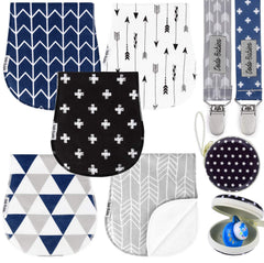 Dodo Babies burp cloths contoured shoulder coverage to protect outfits during feeds.