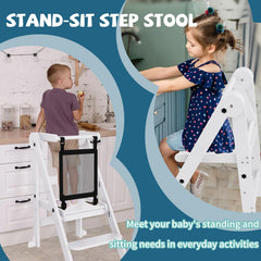 Doerpuz toddler tower with 3 height adjustments grows with kids during daily tasks.