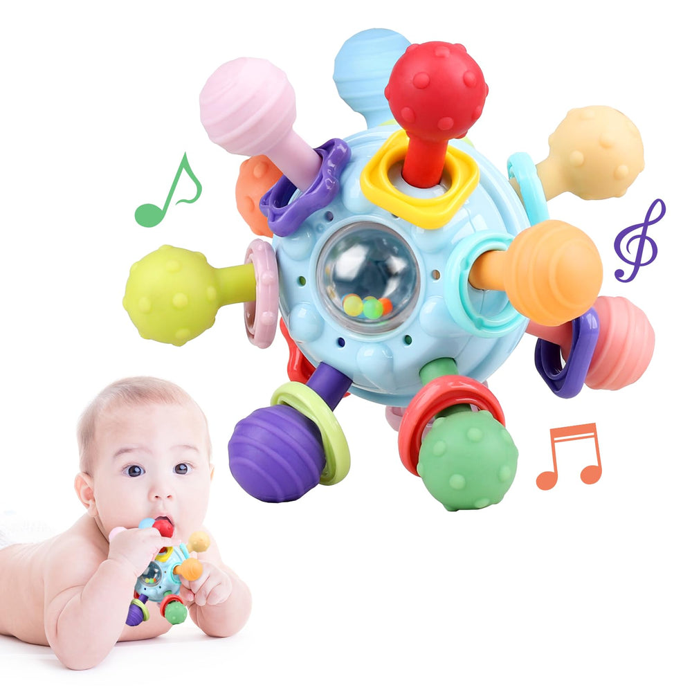 Dofaxgo baby sensory teether with 12 color textures supports teething and sensory play.