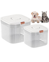 Dog Food Storage Container Set with transparent body and lids keeps 20lb and 10lb dry food fresh