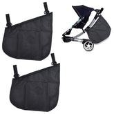 Dogxiong side sling cargo net on stroller left view offers easy-access storage during walks.