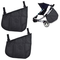 Dogxiong side sling cargo net on stroller left view offers easy-access storage during walks.
