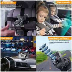 DoHonest baby car camera 150-degree-wide-angle captures full backseat coverage.