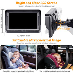 DoHonest baby car camera 360-adjustable-lens lets you tailor angles for seating setup.