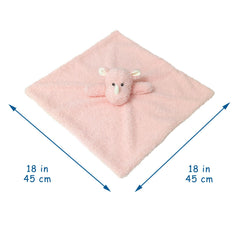 Doindute baby pink rhino lovie blanket side view showing soft texture for comforting snuggles.