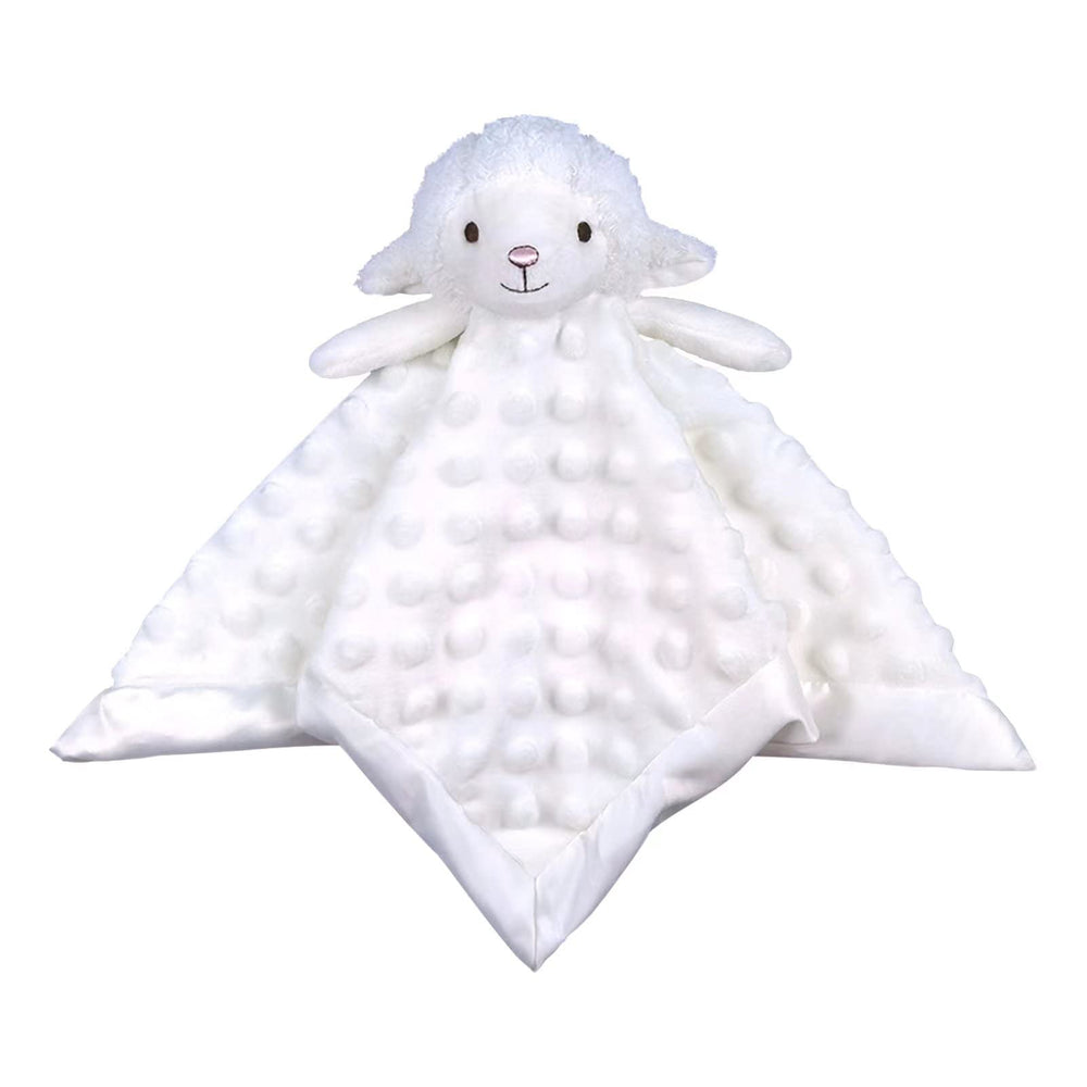 Doindute baby white lamb lovey blanket 13in for comforting cuddles during nap time.
