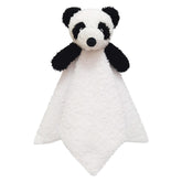 Doindute baby white panda lovey blanket 14in in a cozy nursery setting for nap time.