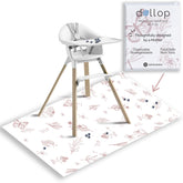 Dollop Food Catcher Mat under highchair provides full coverage to keep floors clean