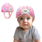 Domayllay Baby Helmet White Rabbit front view for gentle head protection during early mobility.