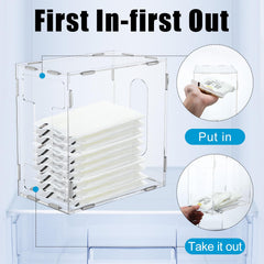Domensi breast milk storage tower top opening keeps milk accessible in fridge.