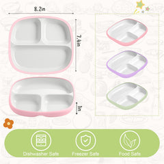 Domensi divided toddler plate with shallow walls supports independent eating.