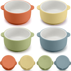 Domensi kids porcelain bowls four colors engaging for independent eating
