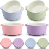 Domensi kids porcelain bowls with suction bottom provide stable meals for toddlers.