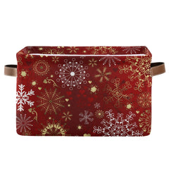 DOMIKING rectangular Christmas storage bin front view with snowflake print for kid-friendly organization