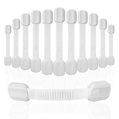 DOMILE baby-proofing straps on cupboard with strong 3M adhesive for secure storage
