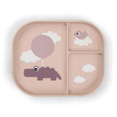 Done by Deer Foodie plate Happy Clouds powder pink supports independent, mess-free meals.