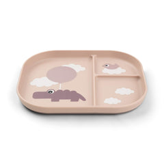 Done by Deer Foodie plate shows three sections to separate foods for tiny tasters.