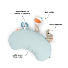 Done by Deer tummy time pillow teether rings closeup β soothing gums with gentle teether options.