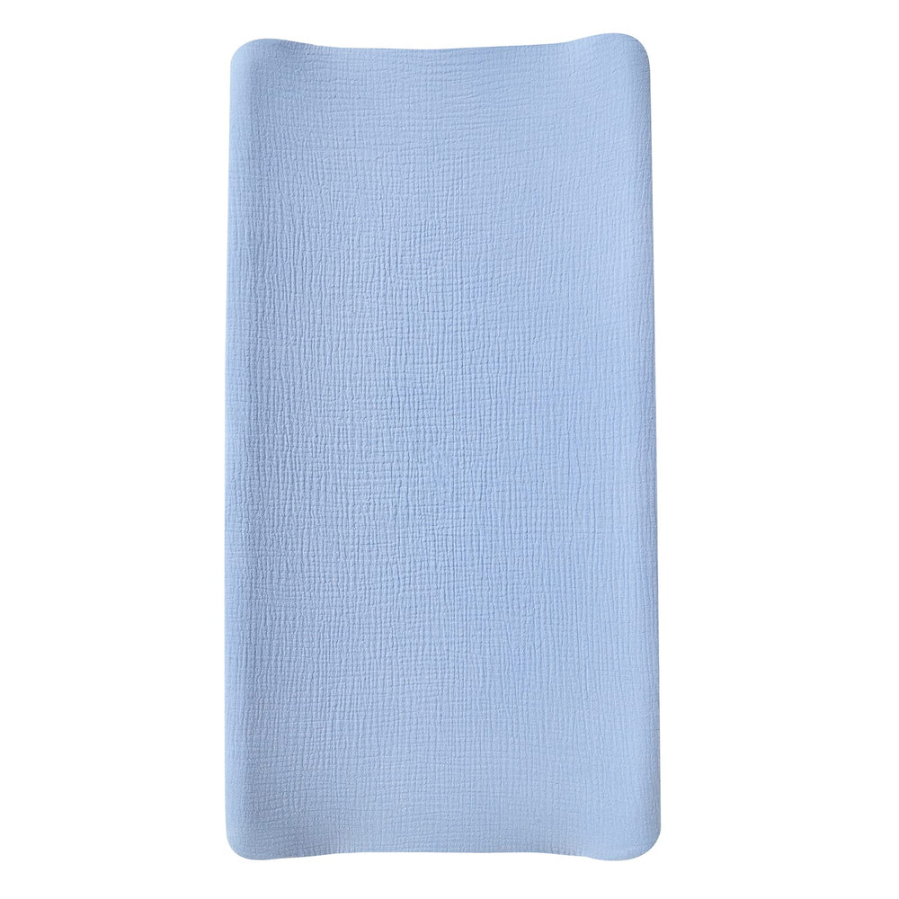 Donomilo muslin changing pad cover closeup shows breathable organic cotton comfort