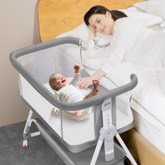Donpemu baby bassinet bedside crib: easy setup beside parent bed for responsive night care.