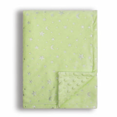 Donsonny baby blanket star-moon print on green front for peaceful sleep