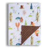 Donsonny forest bear blanket folded on bed shows cozy nap-time warmth.