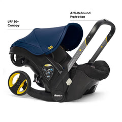 Doona car-seat base latch system enables quick secure installation.