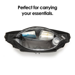 DOONA Essentials Bag Nitro Black top and side zippers enable easy access to essentials.