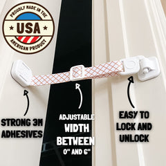 Door Buddy latch on track illustrating discreet, tool-free installation.