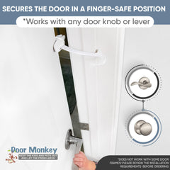 Door Monkey pinch-guard function demonstrates safe partial crack to reduce finger injuries