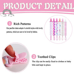 Dooyilets pacifier clip floral design adds style while preventing drops.