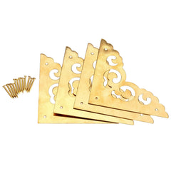 Dophee brass flat corner bracket on a wooden box offers sturdy protection with retro flair.