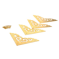 Dophee brass corner guard for a jewelry box adds decorative protection and durability.