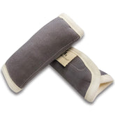DorDor & GorGor organic baby seat belt cushion gray front view offers plush comfort.