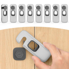 Dorabaliy 8-pack cabinet locks in action for safe baby-proofing without drilling