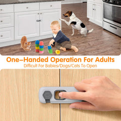 Dorabaliy strong adhesive cabinet lock holds securely on cabinets yet removes cleanly