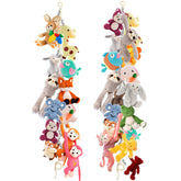 Dorblely 2pcs stuffed animal storage chain closeup shows wooden ring for durable organization.