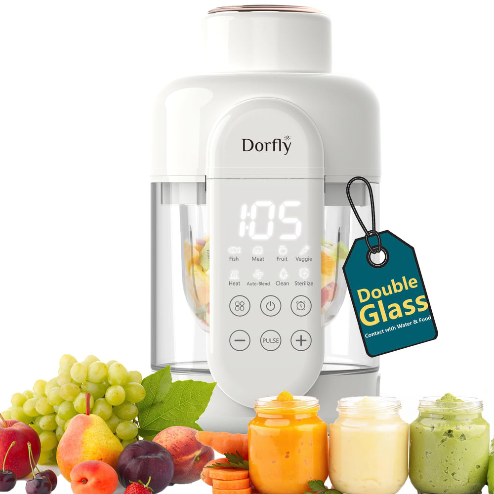 Dorfly baby food maker glass bowl highlights safe glass design for homemade baby meals