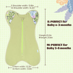 Dormlony arms-up swaddle demonstrates self-soothing design for newborn comfort.