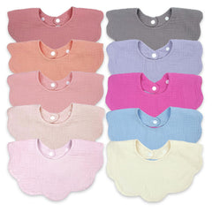 DOSMINE baby bibs front view shows stylish muslin fabric for everyday outfits.