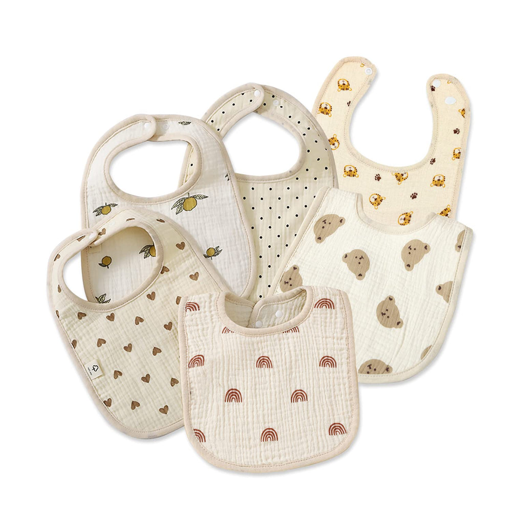 DOSMINE muslin baby bibs show absorbent soft fabric for drool and teething care