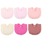 DOSMINE muslin baby bib soft material close-up showing gentle, breathable cotton for drool protection.