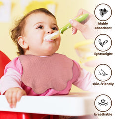 DOSMINE Muslin Baby Bibs absorbent 4-layer detail helps keep outfits clean