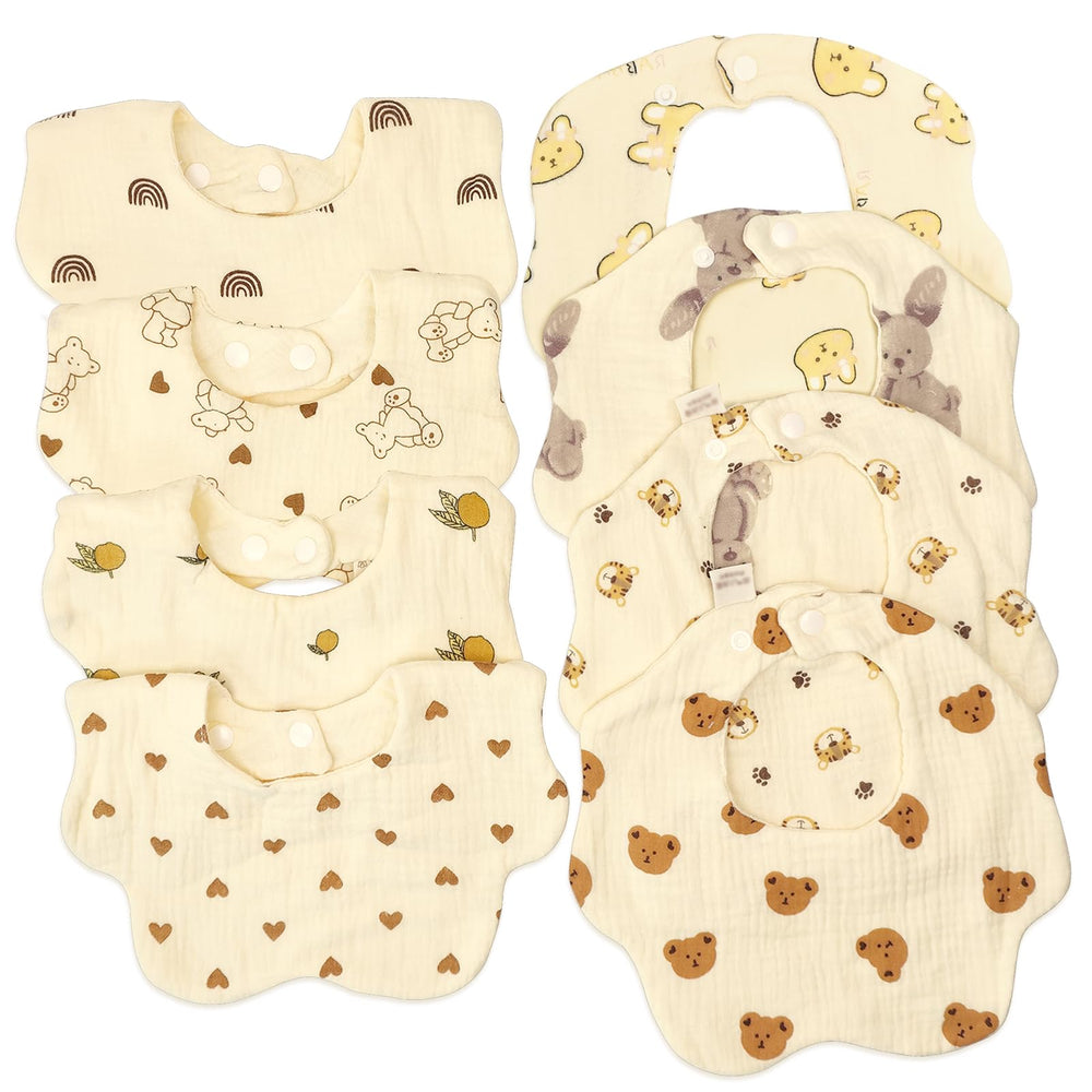 DOSMINE Muslin Baby Bibs showing soft absorbent fabric for drool and teething moments