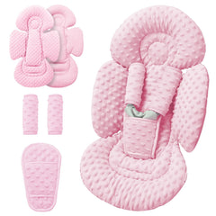 Dots Pink infant insert head support helps keep tiny heads aligned during swings