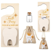 DoubleFill door hanger tooth fairy in light brown wood ideal for bedtime rituals.